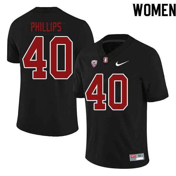 Women #40 Tobin Phillips Stanford Cardinal College Football Jerseys Sale-Black